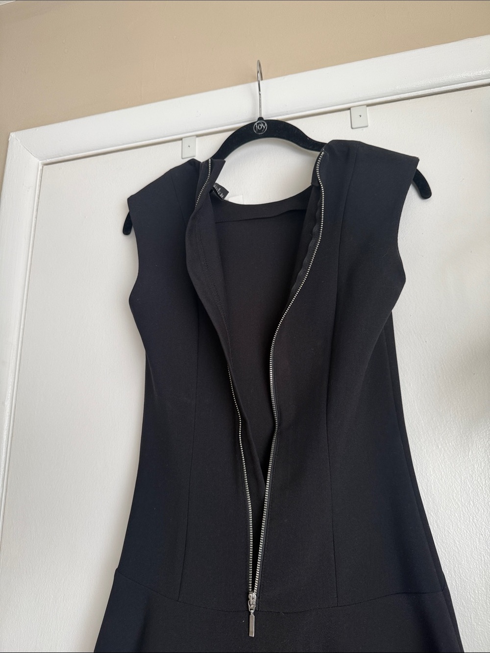 H&M Black Sleeveless Fit Flare Mini Dress goth LBD edgy skater mini NWT - Picture 5 of 11